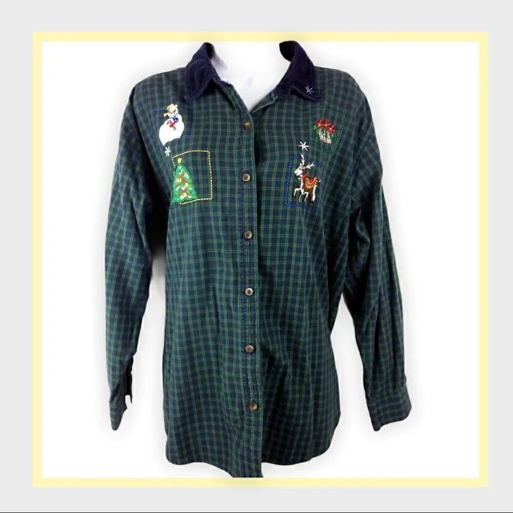 Vintage Nutcracker plaid patches Christmas shirt